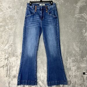 Rock & Roll Denim Women’s High Rise Trouser Waist 29 Long 32 Wide Leg Studs